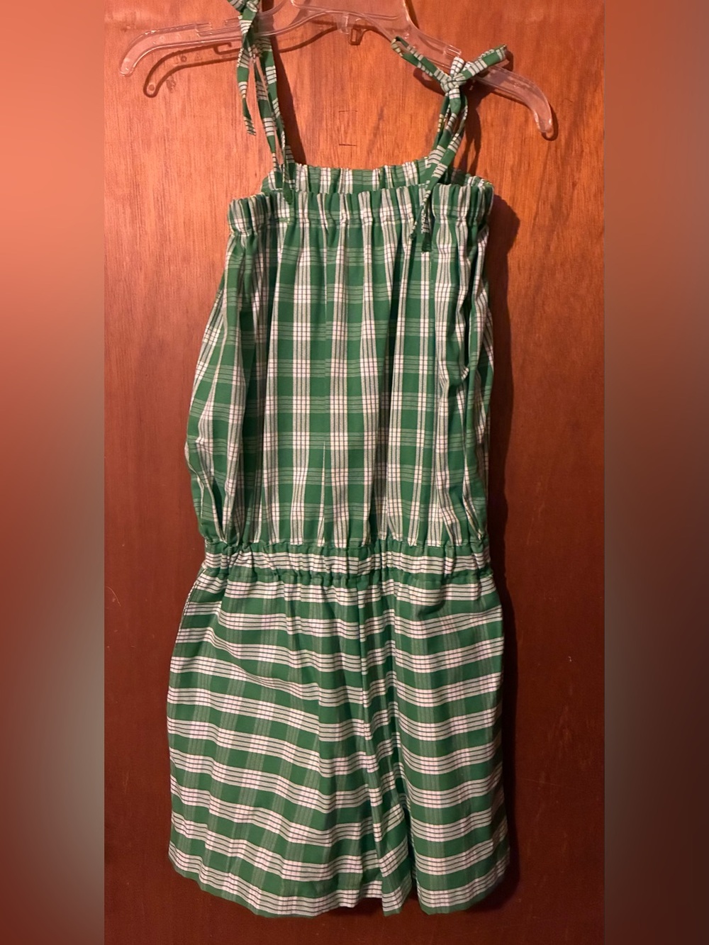 Women’s Green Plaid Tie-Shoulder Romper - Palaka